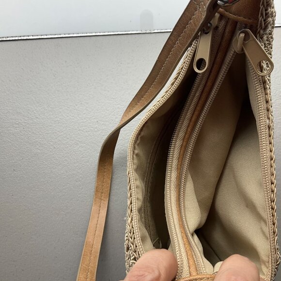 Frankie & Johnnie Shoulder Bag Purse Beige Crochet Rope Floral Coastal Boho - Picture 10 of 13